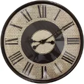 Clayre & Eef Wandklok Ø 50x6 cm Bruin Beige Kunststof Glas Muurklok Bruin Muurklok