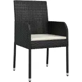 vidaXL 5-delige Tuinset met kussens poly rattan zwart