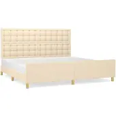 vidaXL Bedframe zonder matras stof crèmekleurig 200x200 cm