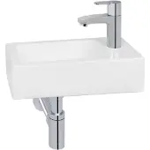 Saqu Trento fonteinset met chromen kraan rechts glanzend wit keramiek