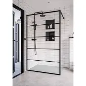 Saqu Miralo industriële inloopdouche incl. antikalk 100x200cm mat zwart
