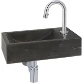 Saqu Nature Collection fonteinset met chromen kraan c-uitloop rechts natuursteen