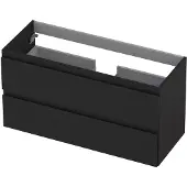 Ink Onderkast 100x40cm - Greeploos - 2 Lades - Mat Zwart - Badkamermeubels, Wastafelonderkasten - 8718835049409