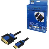 Logilink CHB3101 DVI-kabel DVI / HDMI Adapterkabel DVI-D 18+1-polige stekker, HDMI-A-stekker 1.00 m Zwart Vergulde steekcontacten, Schroefbaar