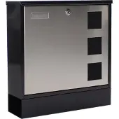 Rottner Brievenbus Ida Zwart |RVS |38x37x12cm|Met krantenrol|