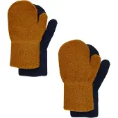 CeLaVi Wanten - Wol/Nylon - 2-pack - Pompoenkruid/Navy - - 1-2 jaar (80-92) - Wanten