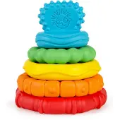 Baby einstein Stack & Teethe Multi-Textured Easy-to-Grip bijtspeelgoedset van 5 stuks, vanaf 3 maanden