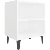 vidaXL Nachtkastje met metalen poten 40x30x50 cm wit