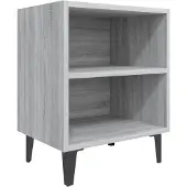 vidaXL Nachtkastje met metalen poten 40x30x50 cm grijs sonoma eiken