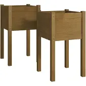 vidaXL Plantenbakken 2 st 40x40x70 cm massief grenenhout honingbruin