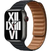 Apple Watch 42/44/45 mm Leather Link Horlogeband Middernacht - Small/Medium