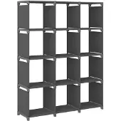 vidaXL Kast met 12 vakken 103x30x141 cm stof grijs
