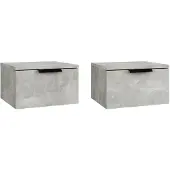 vidaXL Nachtkastjes 2 st wandgemonteerd 34x30x20 cm betongrijs