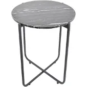 Loft42 Marble Bijzettafel Rond Zwart - Metaal - Marmer - 55x45x45