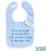Vib - Slabbetje Luxe velours - Hoe is het mogelijk dat van alle papa's (Blauw-Wit) - Babykleertjes - Slabbetjes - zwangerschap aankondiging - baby aankondiging