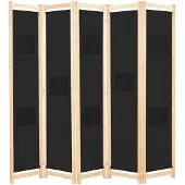 vidaXL Kamerscherm met 5 panelen 200x170x4 cm stof zwart
