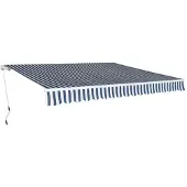vidaXL Luifel handmatig uittrekbaar 400 cm blauw/wit