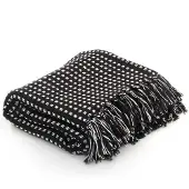 vidaXL Plaid vierkanten 220x250 cm katoen zwart