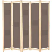 vidaXL Kamerscherm met 5 panelen 200x170x4 cm stof bruin