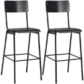 vidaXL Barstoelen 2 st massief multiplex staal zwart