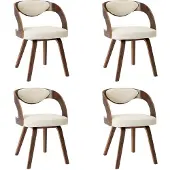 vidaXL Eetkamerstoelen 4 st gebogen hout en kunstleer crèmekleurig