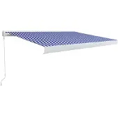 vidaXL Luifel handmatig 400x300 cm blauw en wit