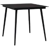vidaXL Tuintafel 80x80x74 cm staal en glas zwart