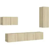 vidaXL 4-delige Tv-meubelset bewerkt hout sonoma eikenkleurig