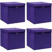vidaXL Opbergboxen met deksel 4 st 28x28x28 cm paars