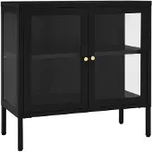 vidaXL Dressoir 70x35x70 cm staal en glas zwart