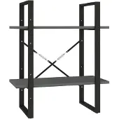 vidaXL Boekenkast met 2 schappen 60x30x70 cm massief grenenhout grijs