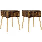 vidaXL Nachtkastjes 2 st 40x40x56 cm bewerkt hout gerookt eikenkleurig
