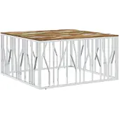 vidaXL Salontafel roestvrij staal en massief gerecycled hout zilver