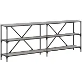 vidaXL Wandtafel 200x30x75 cm bewerkt hout en ijzer grijs sonoma eiken