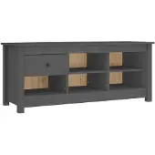vidaXL Schoenenkast 110x38x45,5 cm massief grenenhout grijs