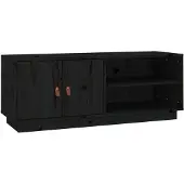 vidaXL Tv-meubel 105x34x40 cm massief grenenhout zwart
