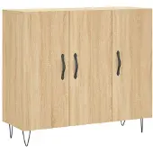 vidaXL Dressoir 90x34x80 cm bewerkt hout sonoma eikenkleurig