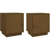 vidaXL Nachtkastjes 2 st 40x34x45 cm massief grenenhout honingbruin