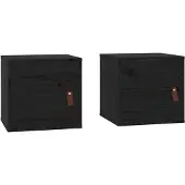vidaXL Wandkasten 2 st 31,5x30x30 cm massief grenenhout zwart