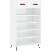 vidaXL Schoenenkast 60x35x105 cm bewerkt hout hoogglans wit