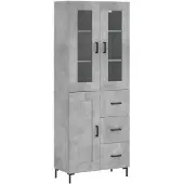 vidaXL Hoge kast 69,5x34x180 cm bewerkt hout betongrijs