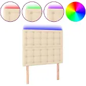 vidaXL Hoofdbord LED 100x5x118/128 cm stof crèmekleurig