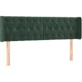 vidaXL Hoofdbord met randen 147x16x78/88 cm fluweel donkergroen