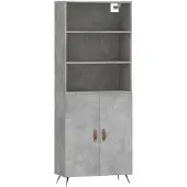 vidaXL Hoge kast 69,5x34x180 cm bewerkt hout betongrijs