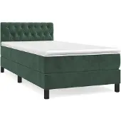 vidaXL Boxspring met matras fluweel donkergroen 100x200 cm