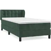 vidaXL Boxspring met matras fluweel donkergroen 90x200 cm