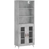 vidaXL Hoge kast 69,5x34x180 cm bewerkt hout betongrijs