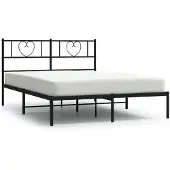 vidaXL Bedframe met hoofdbord metaal zwart 160x200 cm