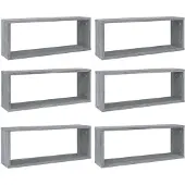 vidaXL Wandschappen kubus 6 st 60x15x23 cm bewerkt hout grijs sonoma
