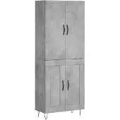 vidaXL Hoge kast 69,5x34x180 cm bewerkt hout betongrijs